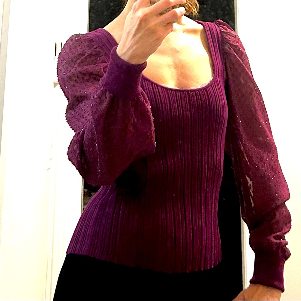 Anthropologie knit puff sleeve top